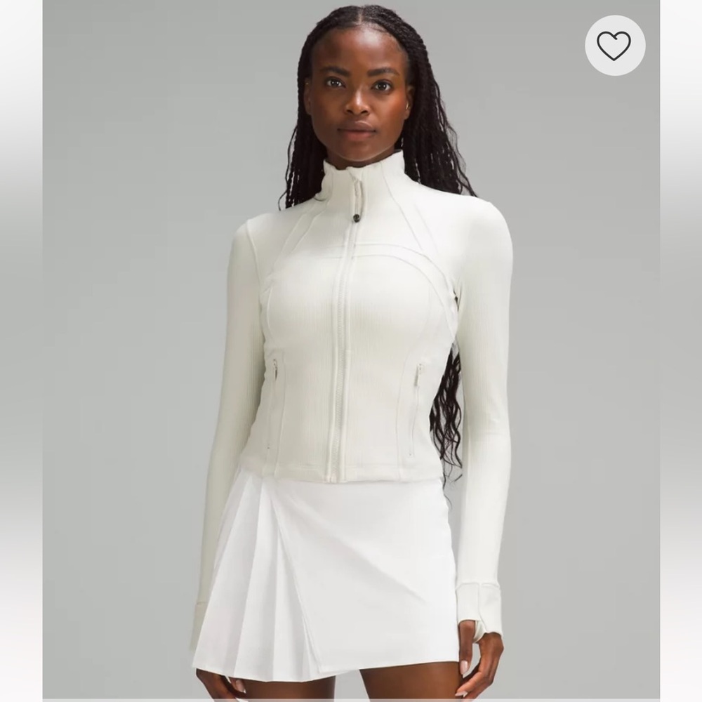 Lululemon Cropped Define Jacket zip up Ribbed Nulu Shine Off white 12 L - Picture 2 of 15